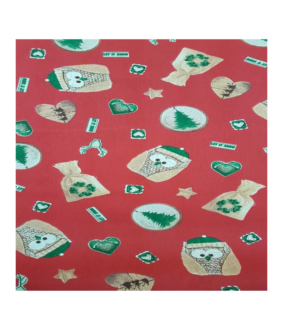 Coton Hibou noel rouge