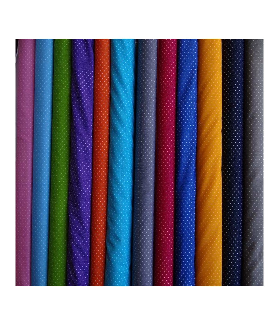 Tissu popeline coton - mini Pois - Oekotex - 14 couleurs