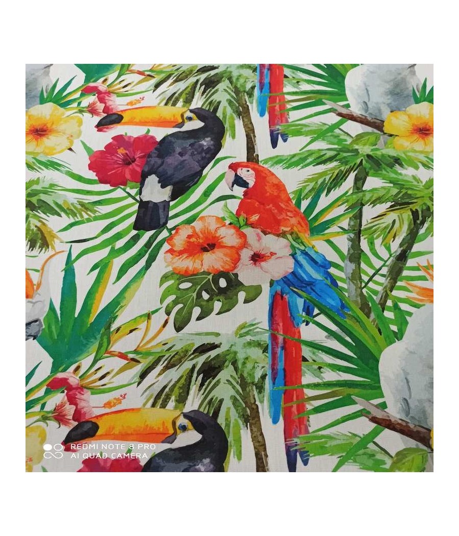 Toile Dralon - bachette extérieure anti UV - Oekotex - RIO - oiseaux