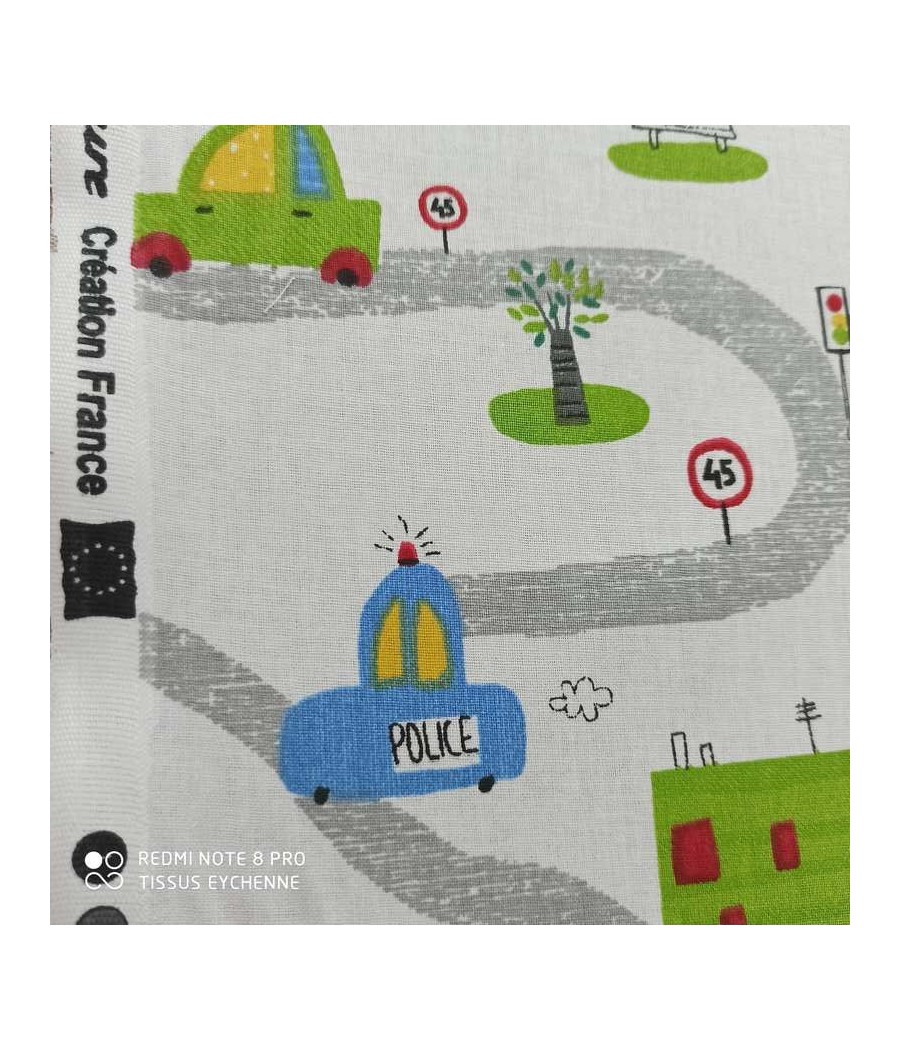 Tissu coton - voiture de police - Oekotex