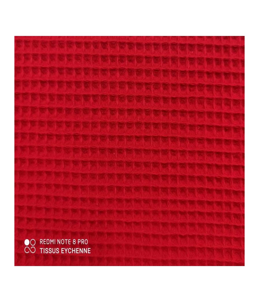 Tissu éponge - nid d'abeille - oekotex - 10mm - rouge hermès