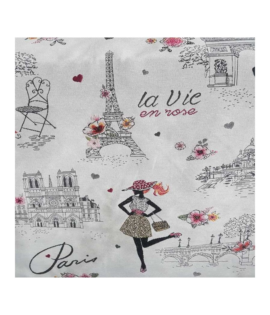 Tissu Jacquard Chic - Paris La Vie en Rose - 47cmx140cm