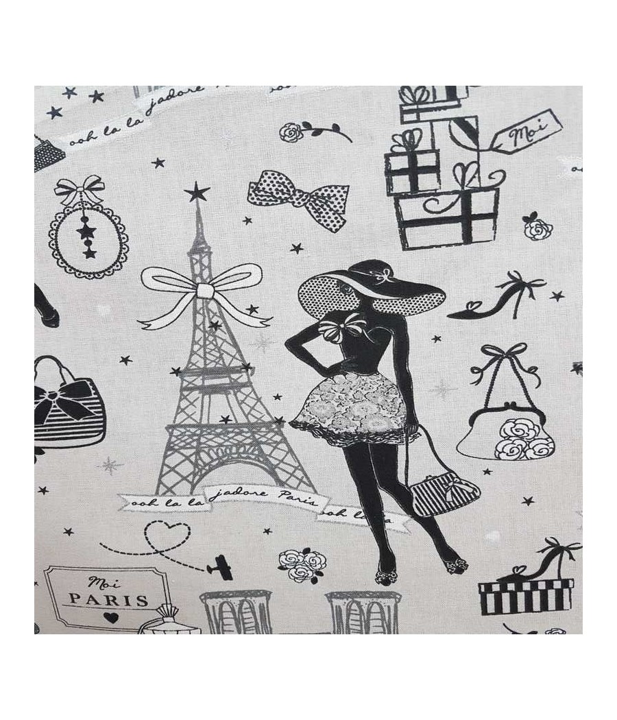 Tissu cretonne - Moi Paris - coton Oekotex - gris/argenté