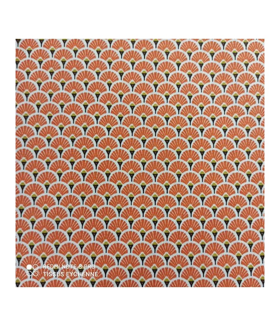 Tissu coton éventail - Oekotex - orange