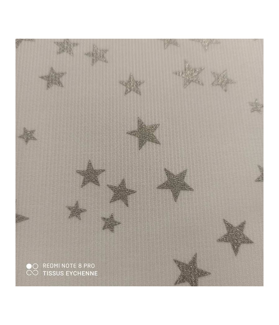 Tissu piqué de coton - étoiles Argentées - oekotex