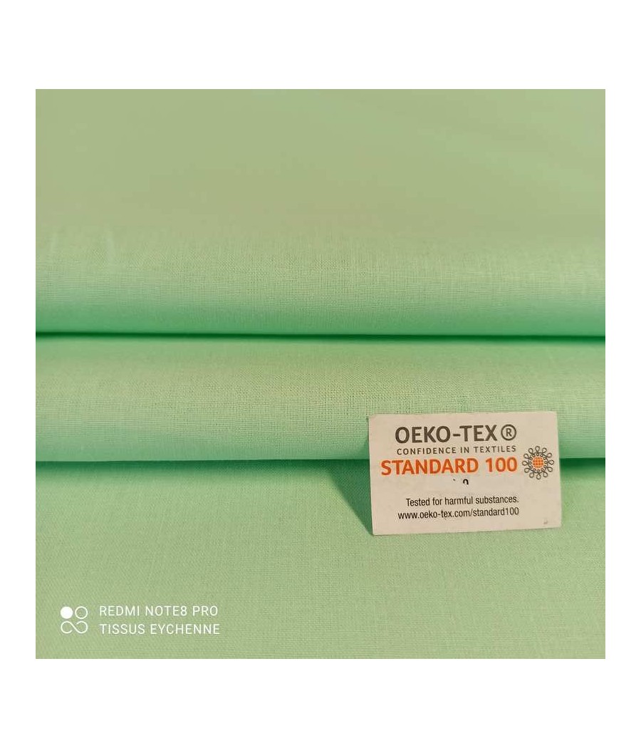 Tissu coton - 1m50 - Oekotex - vert pistache vif
