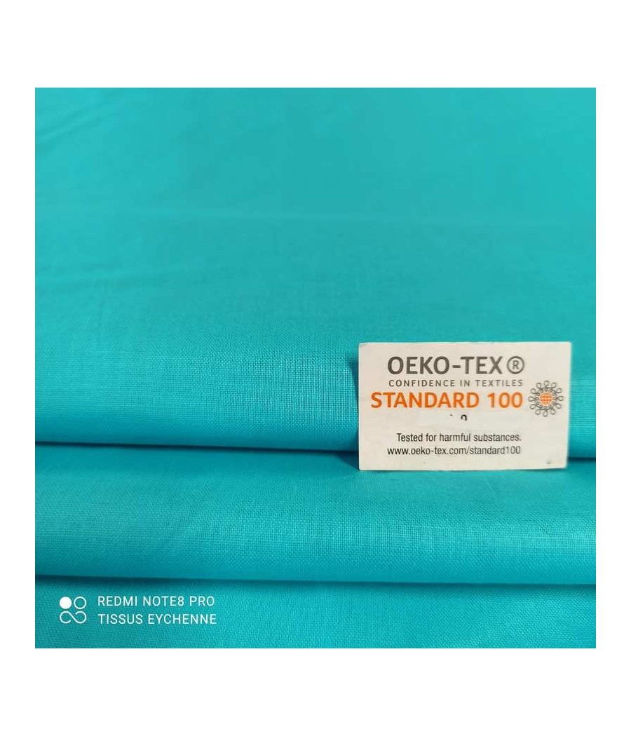 Tissu coton - 1m50 - Oekotex - turquoise clair