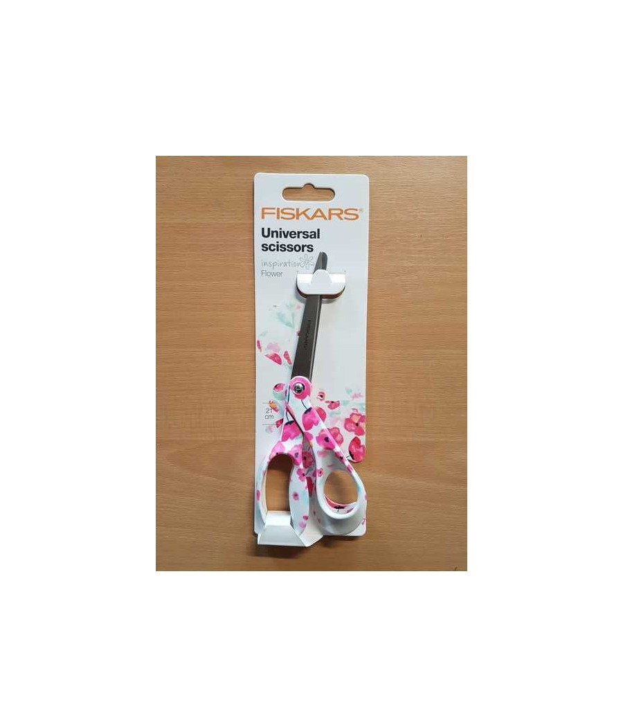 Ciseaux droitiers Fiskars 21cm fleurs