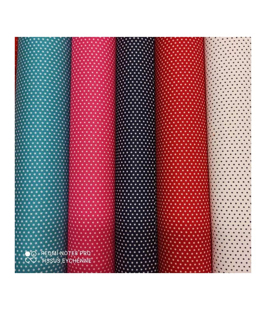 Tissu popeline de coton - étoiles - Oekotex - 6 couleurs