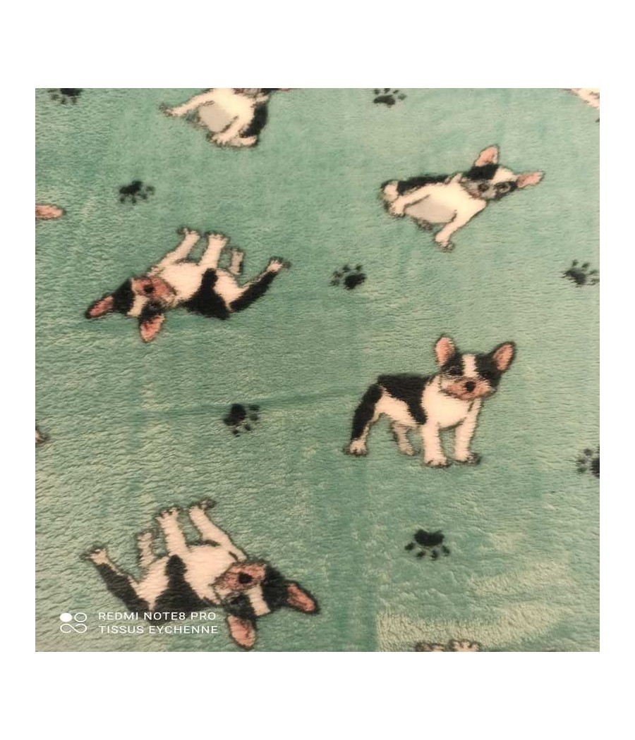 Tissu doudou - chien - vert...