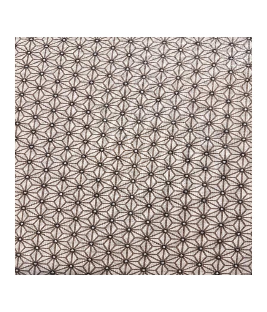 Disponible en magasin - Tissu coton ENDUIT Saki Oekotex Blanc Taupe