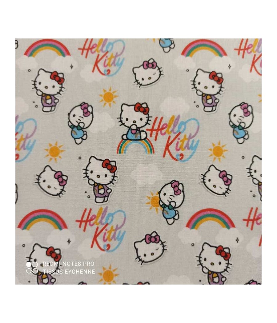 Disponible en magasin - Tissu popeline de coton Bio + Oeko-tex hello kitty