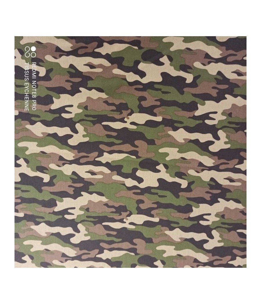 Tissu popeline de coton Poppy camouflage vert Oeko-tex