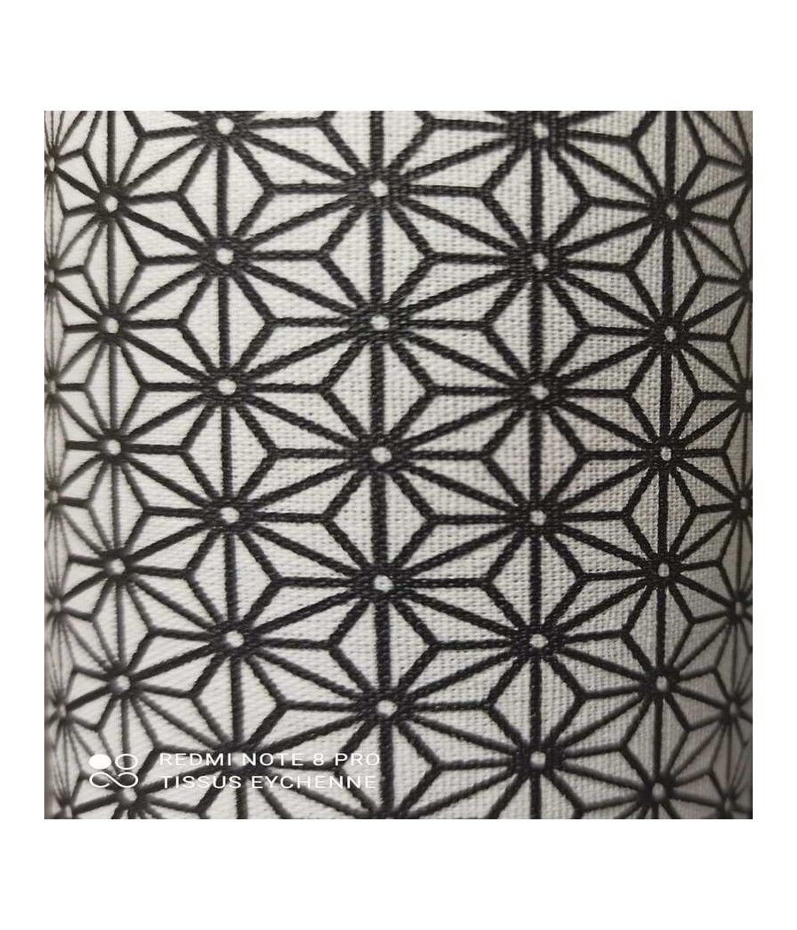 Tissu coton ENDUIT Saki blanc-noir