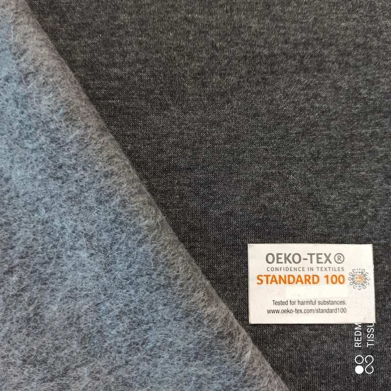Tissu sweat gratt molleton jogging gris fonc Oeko tex