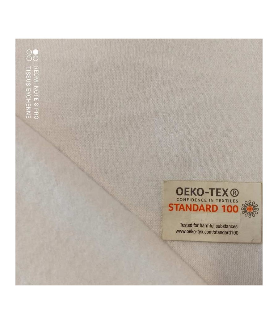 Tissu sweat gratté blanc Oeko-tex