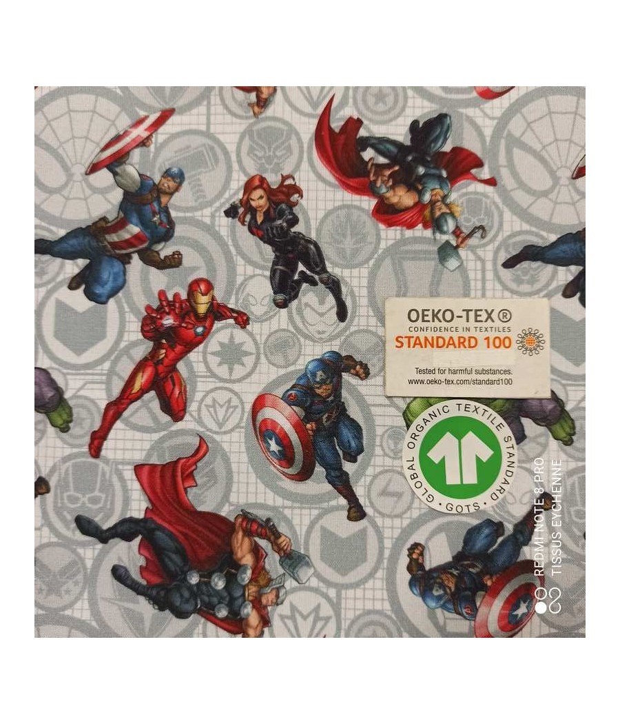 Tissu popeline de coton Bio + Oeko-tex Avengers