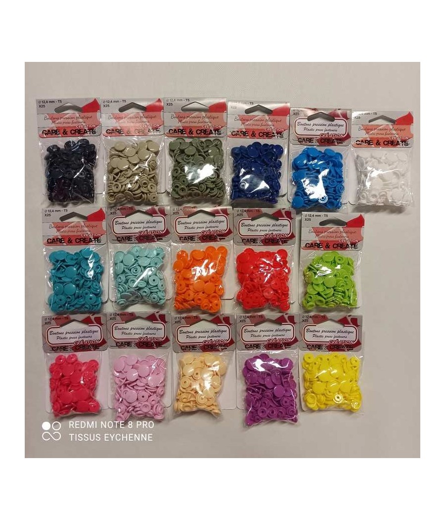 Pressions plastiques pour pince Kam - choix 16 couleurs