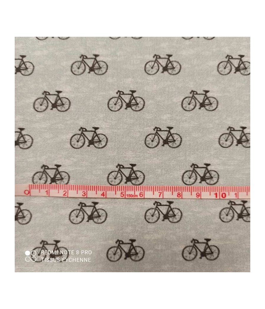 Tissu coton gris - petit vélo