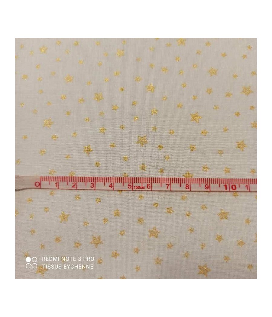 Tissu coton blanc - étoiles...