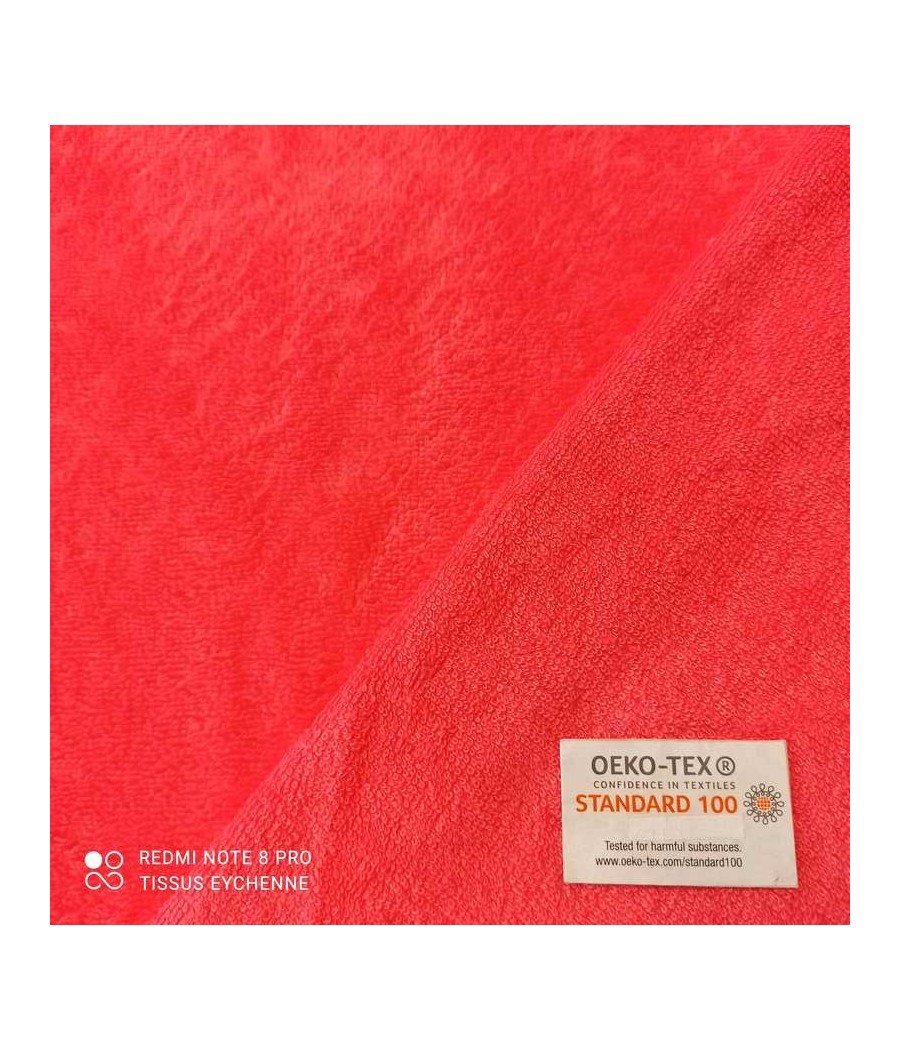 Tissu éponge BAMBOU doudou - Oekotex - Corail Vif