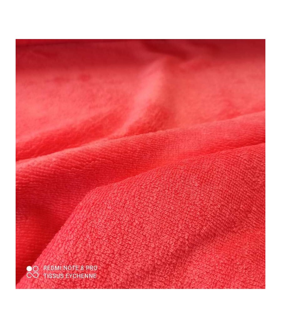 Tissu éponge BAMBOU doudou - Corail Vif