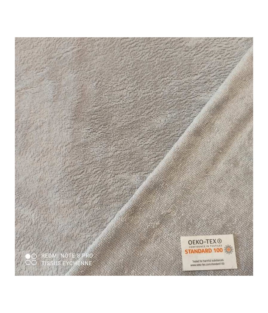 Tissu éponge BAMBOU doudou - Oeko-tex - Gris Clair