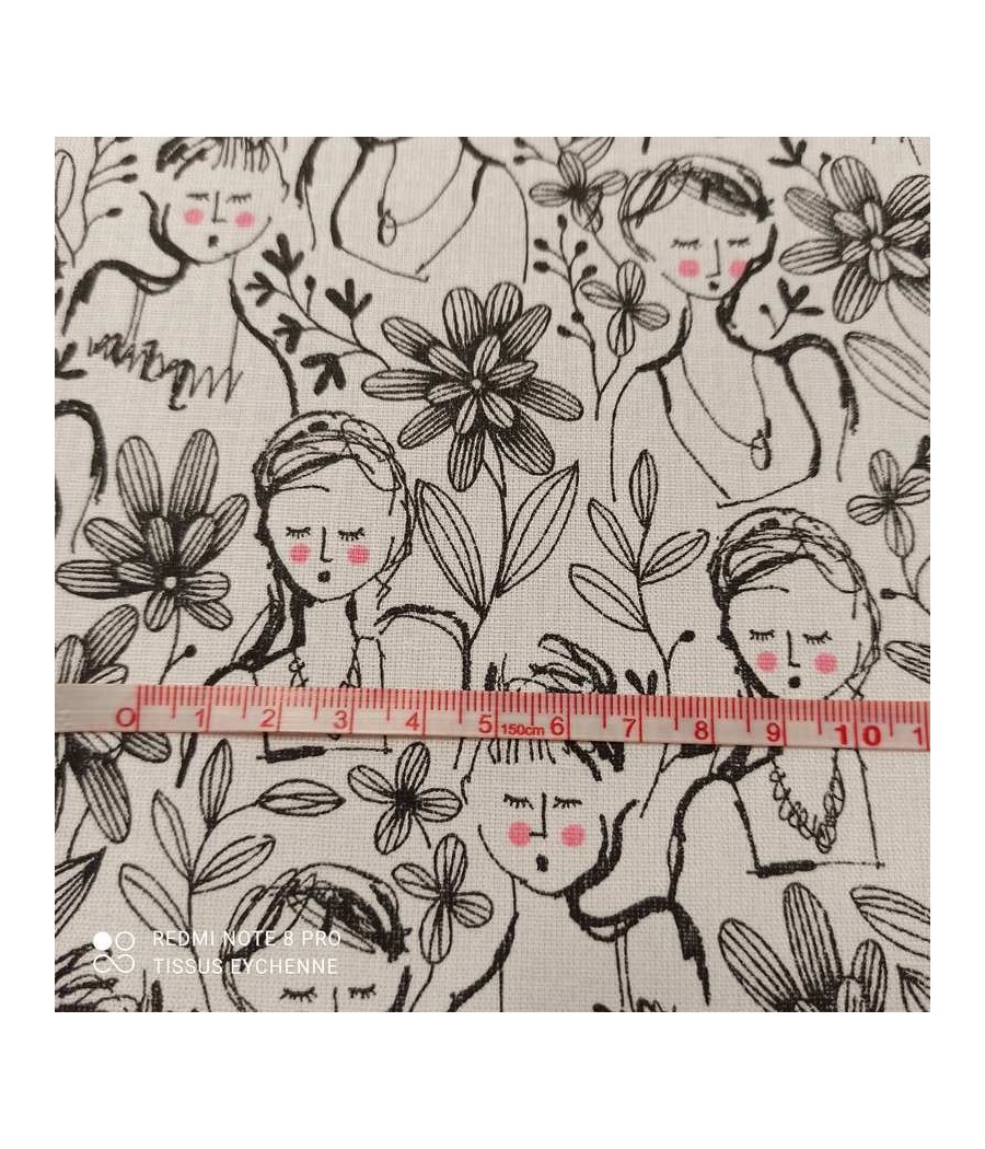 Tissu coton filles rêveuses