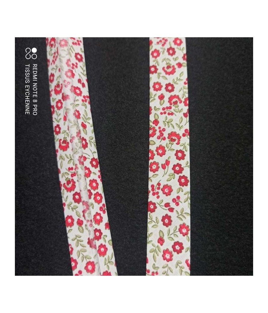 Biais 20mm Liberty blanc-rouge