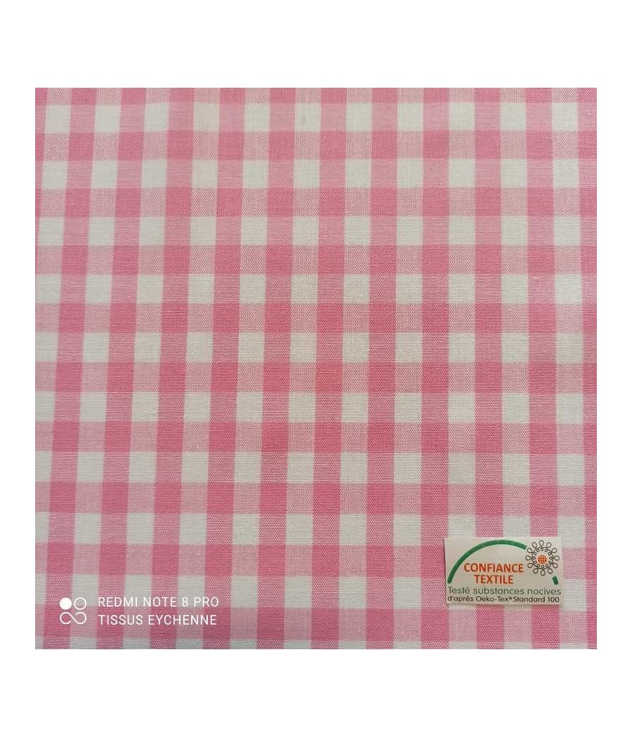 Tissu coton - Vichy 10mm - Oekotex - rose