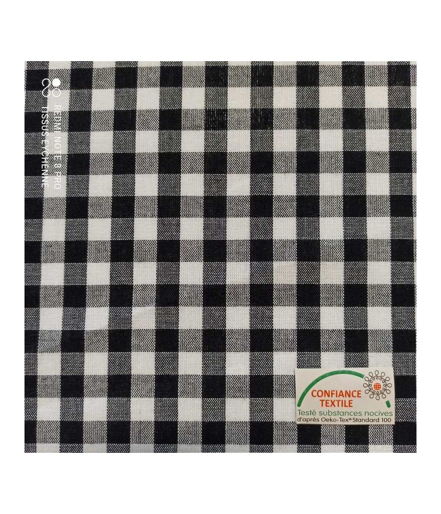 Tissu coton - Vichy 10mm - Oekotex - noir