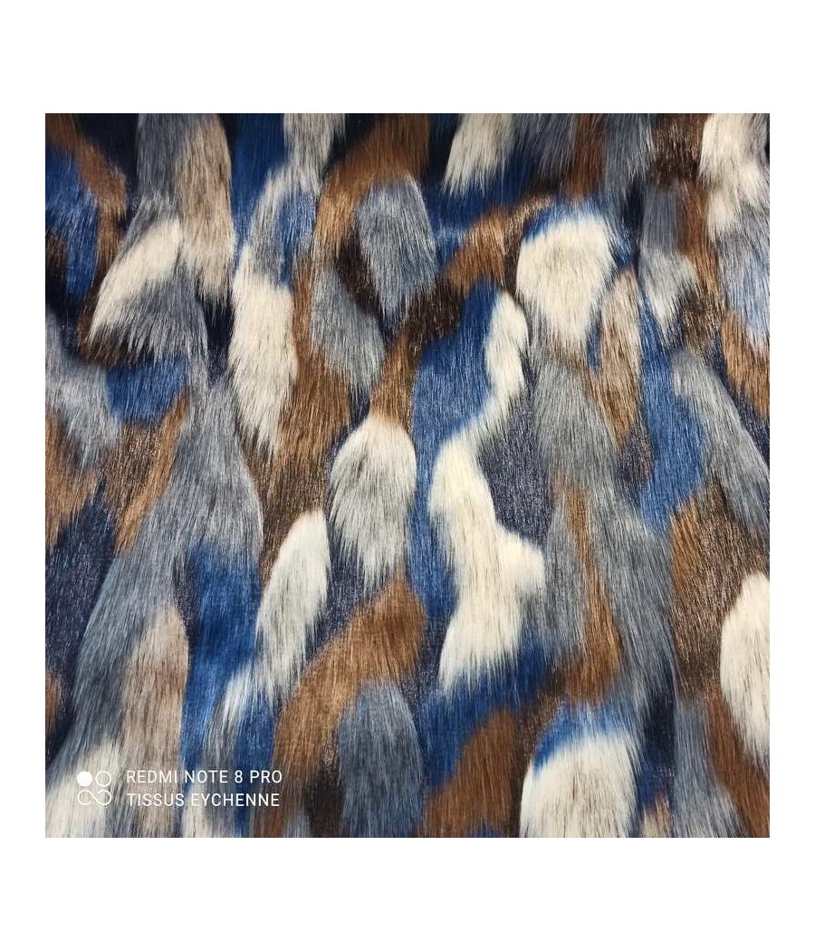 Disponible en magasin - Tissu Fourrure Luxe - DAHU - Bleu