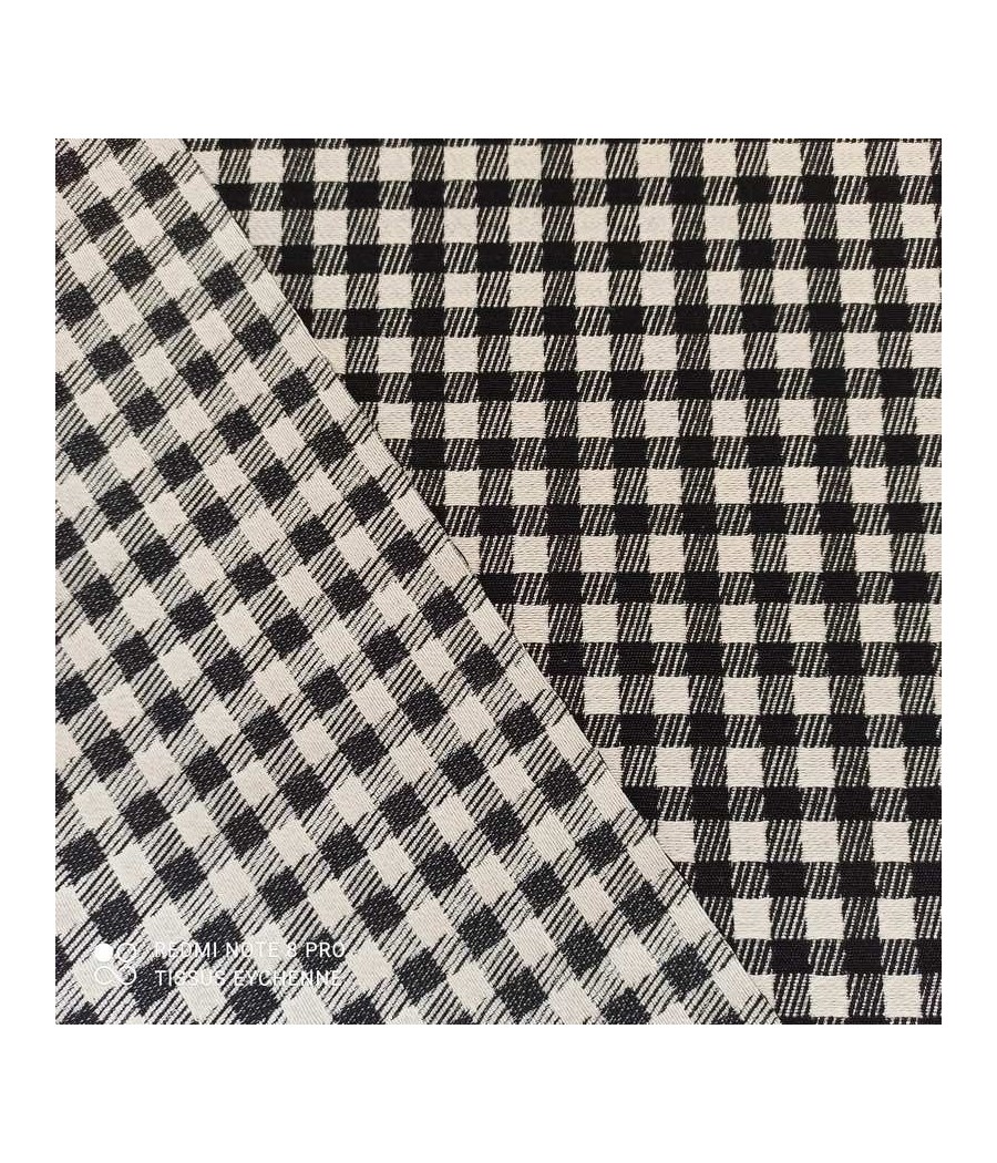 Tissu ameublement - Jacquard - Vichy - noir.blanc