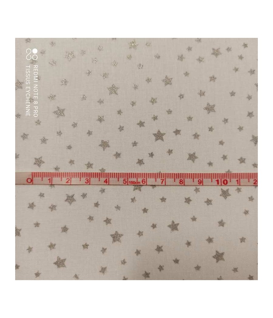 Tissu coton blanc - étoiles...