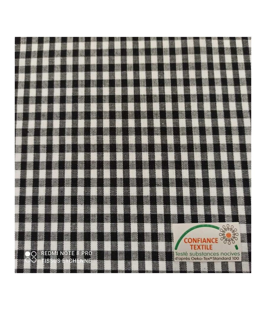 Coton Vichy 5mm noir