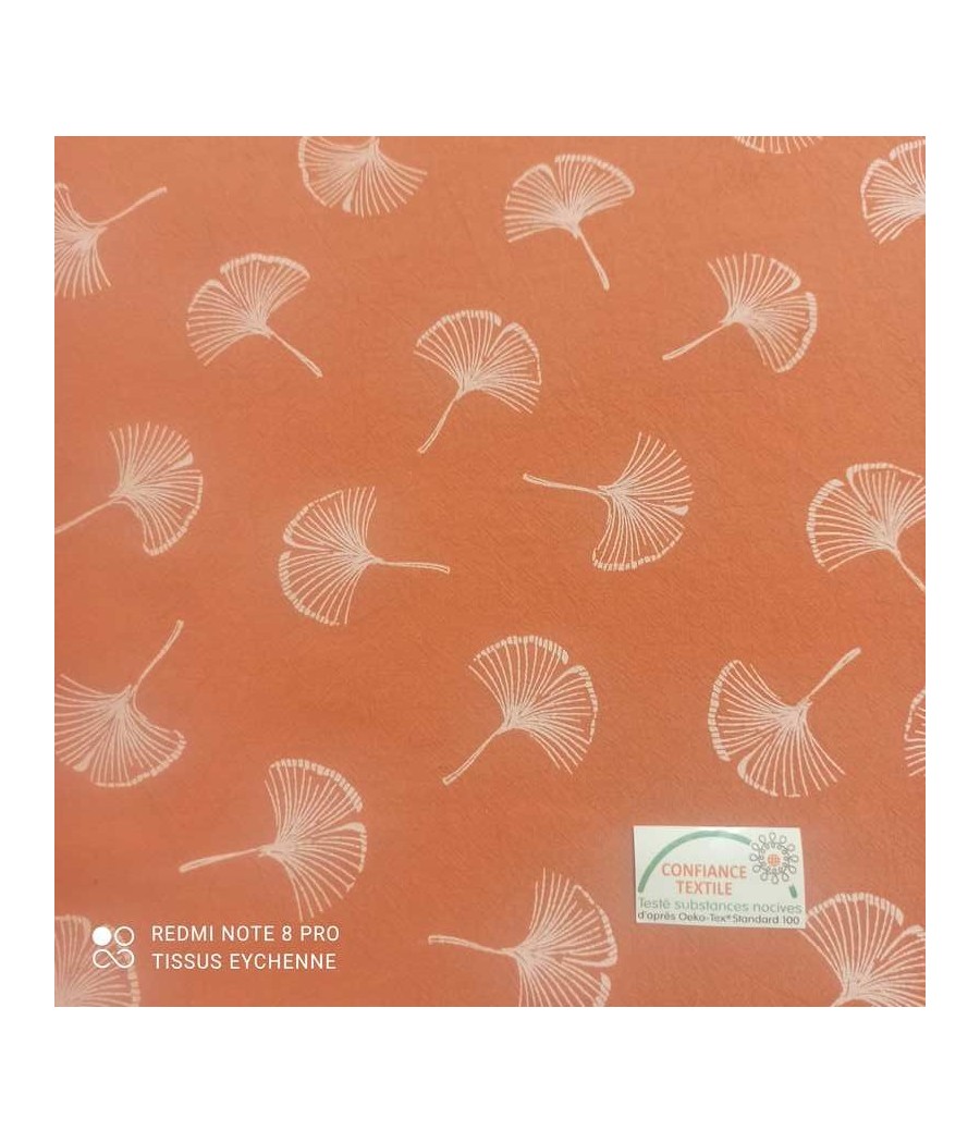 Tissu coton lavé - feuille...