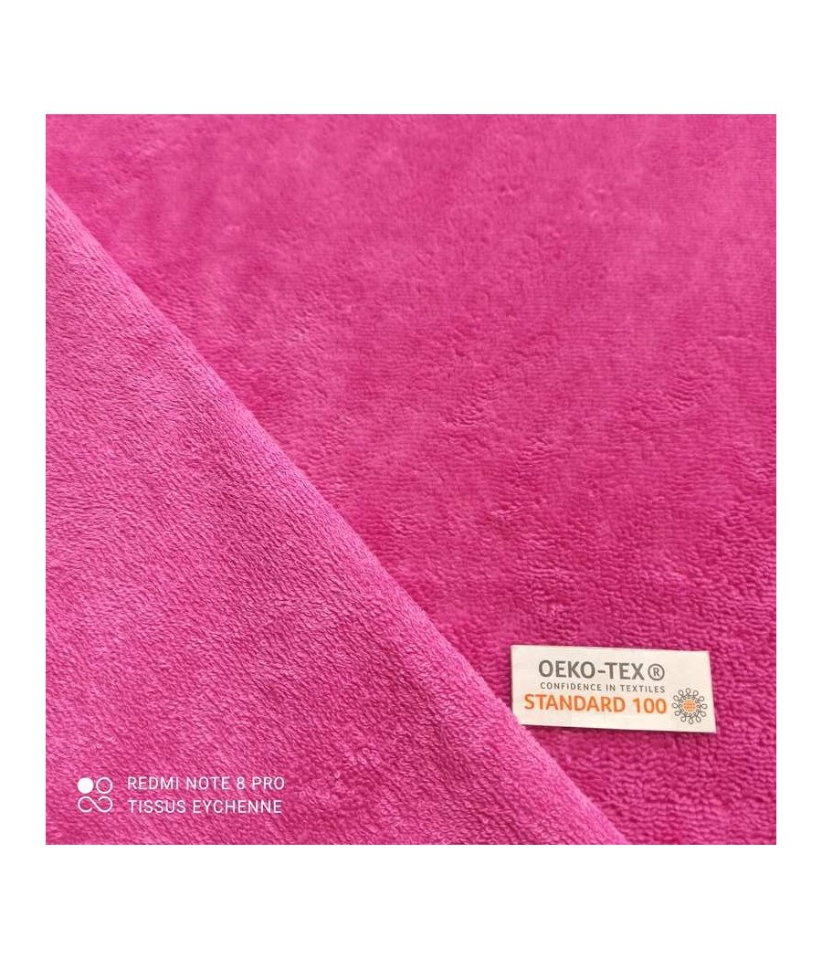 Tissu éponge BAMBOU doudou - Oekotex - Fushia