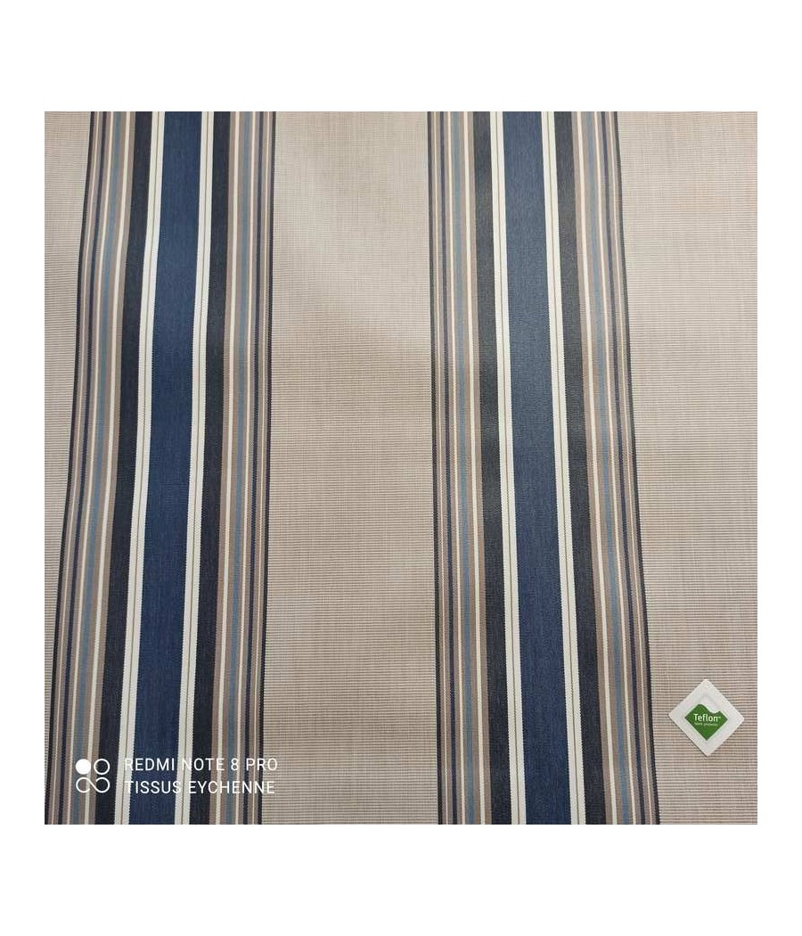 Tissu ENDUIT rayure bleu...