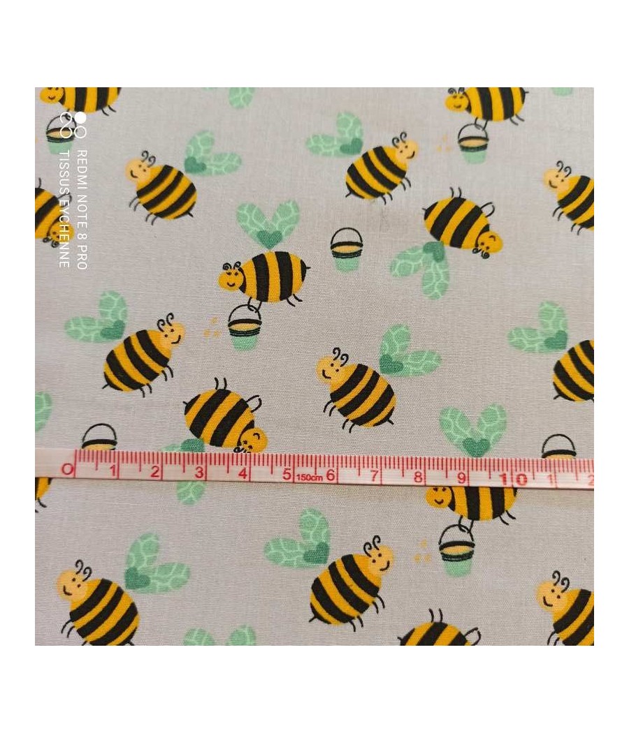 Popeline de coton Abeille - gris