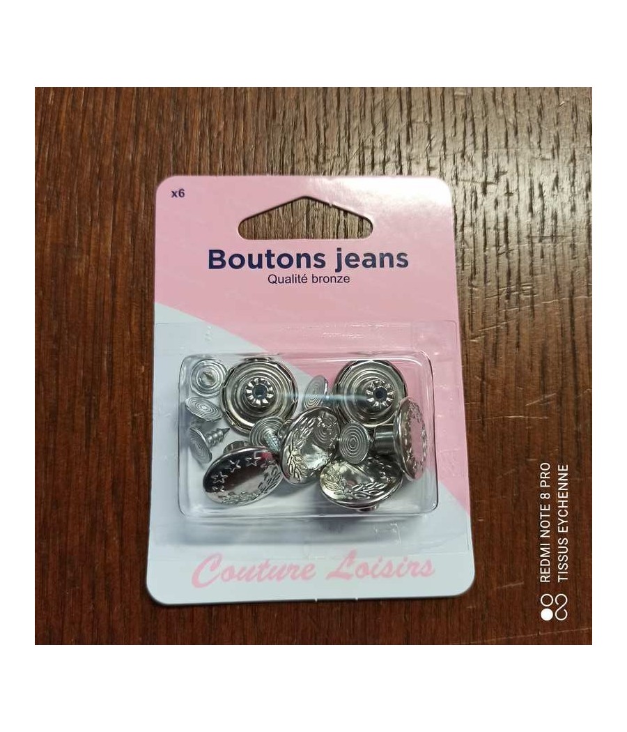 boutons jeans argent