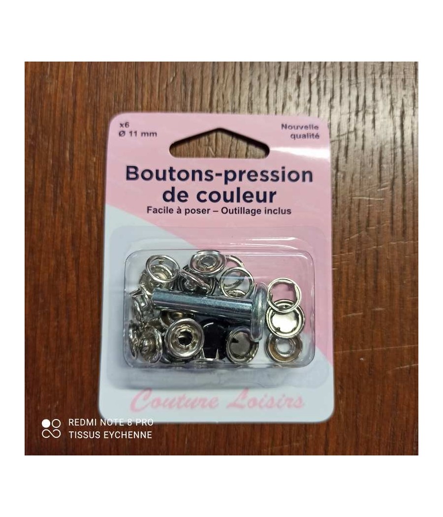 bouton pression métal - 11mm - Noir