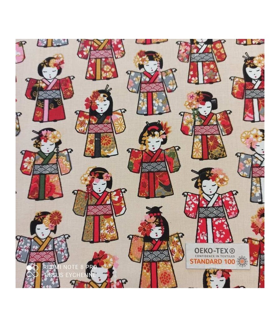 Tissu coton Geisha ivoire