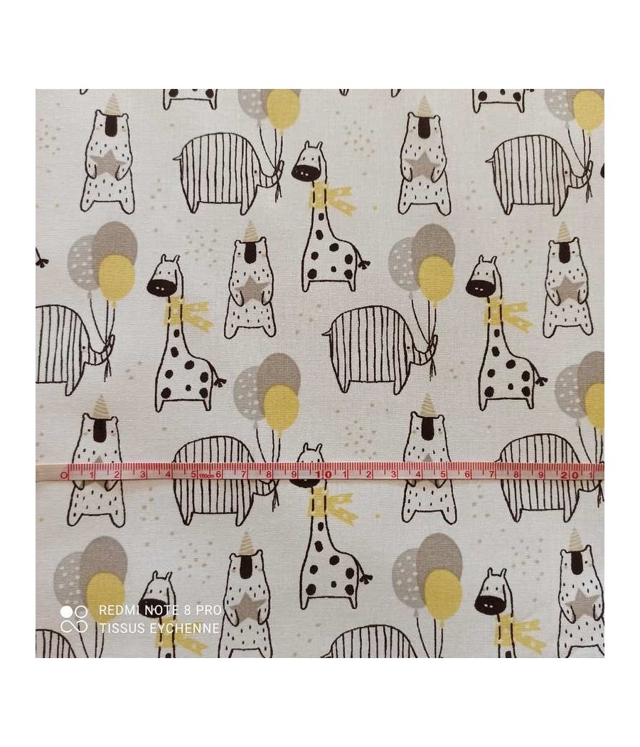 Tissu coton - Girafe - Blanc