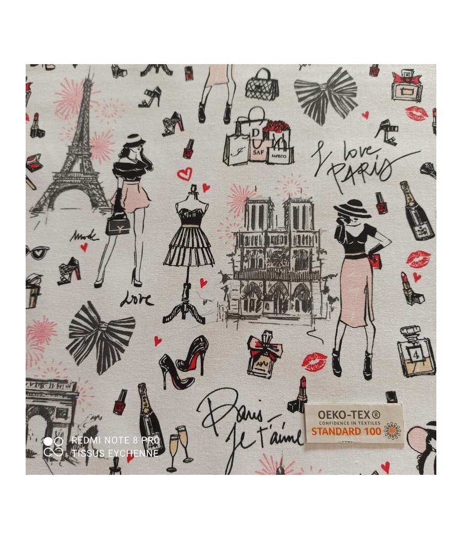 Tissu cretonne - j'aime...