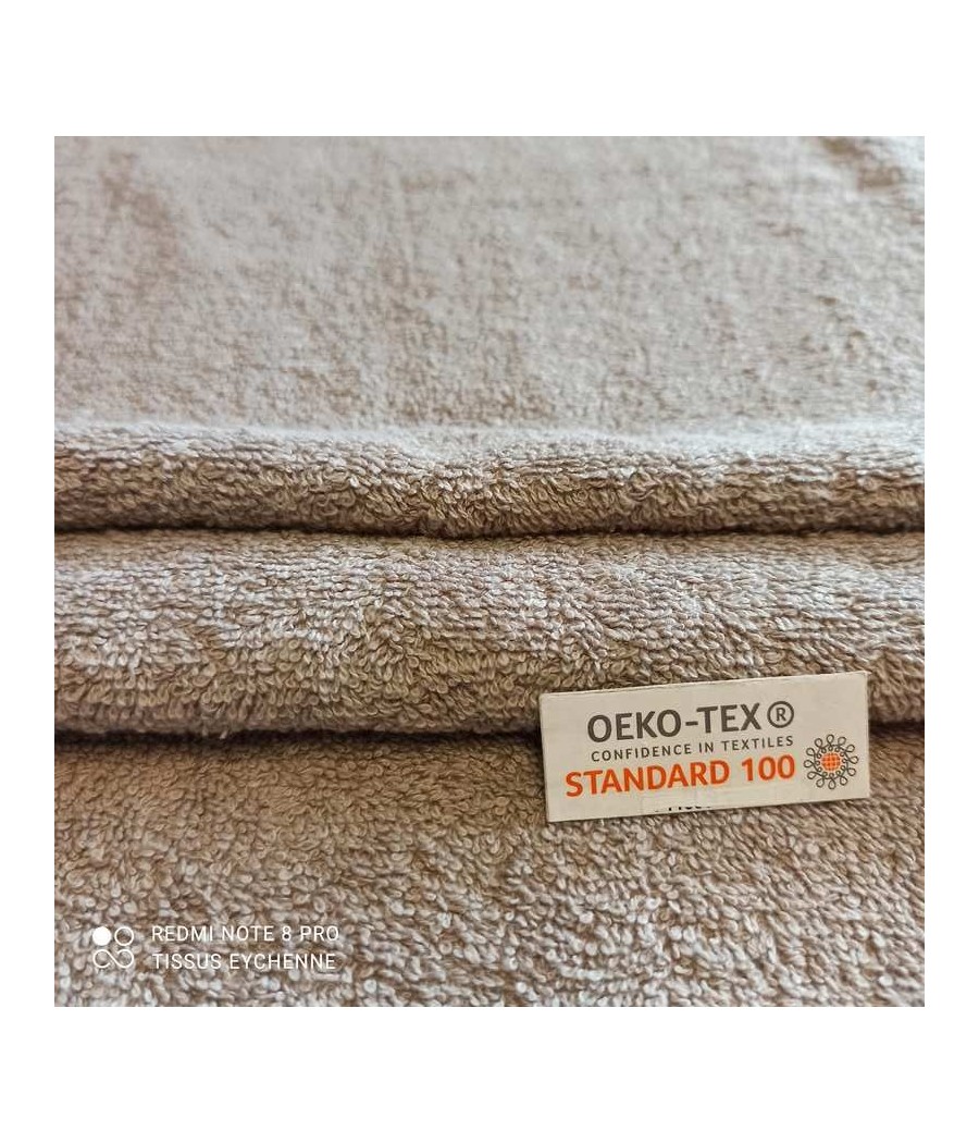 Tissu éponge coton - 480gr - oekotex - couleur lin clair