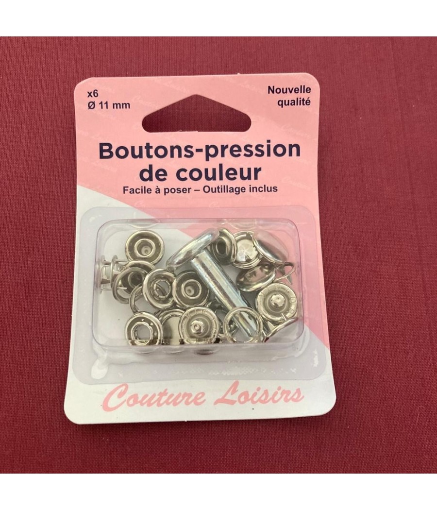 bouton pression métal - 11mm - nacré