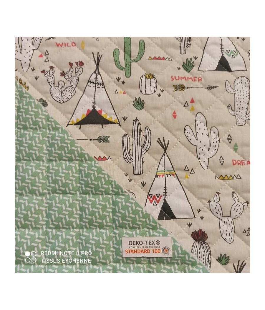 Tissu matelassé double face tipis-cactus Oeko-tex