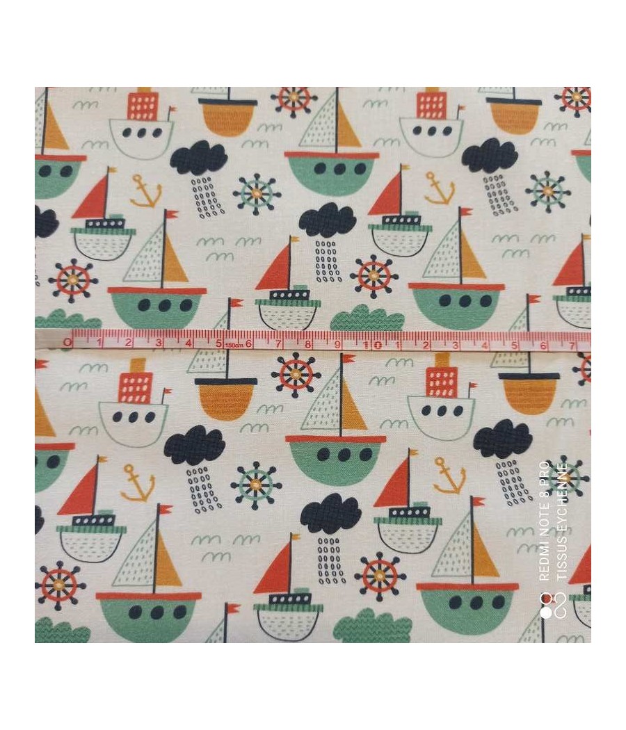Tissu coton Bateau