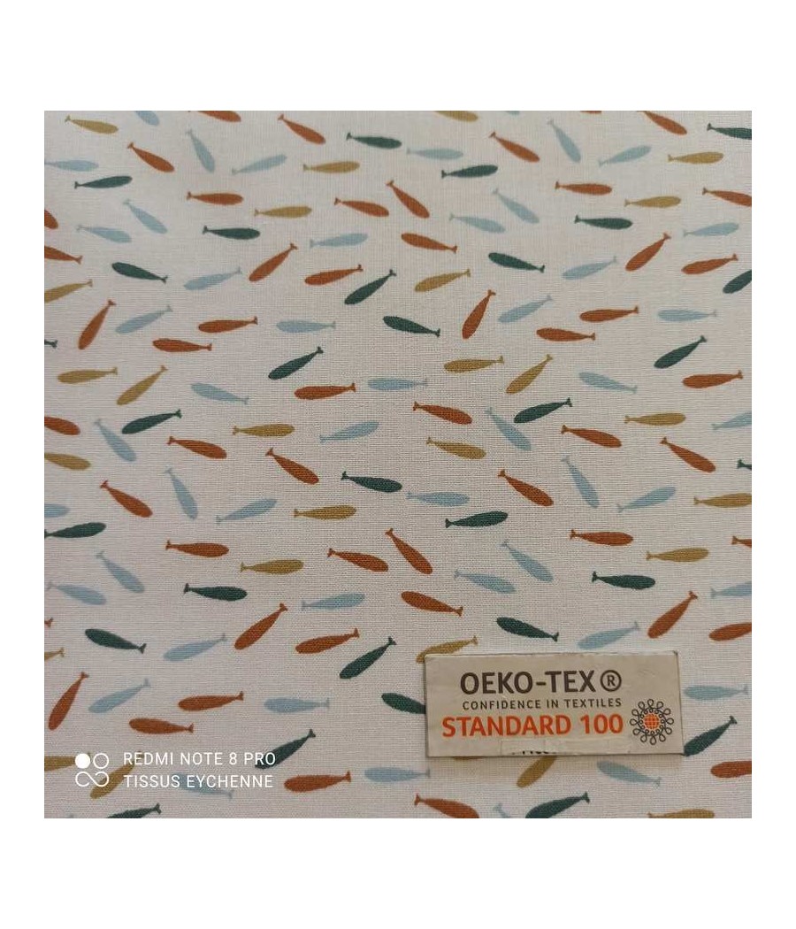 Tissu coton Mini Poisson- Oeko-tex