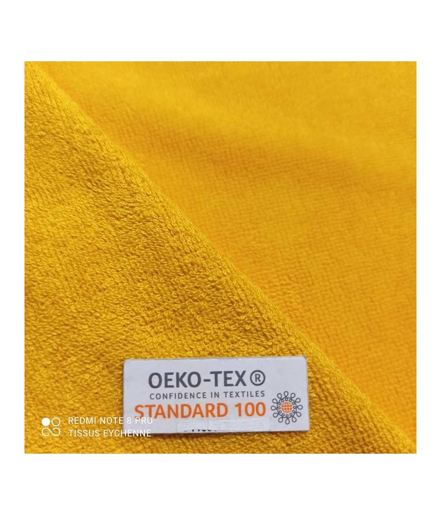 Tissu éponge BAMBOU doudou - Oeko-tex - Jaune Safran